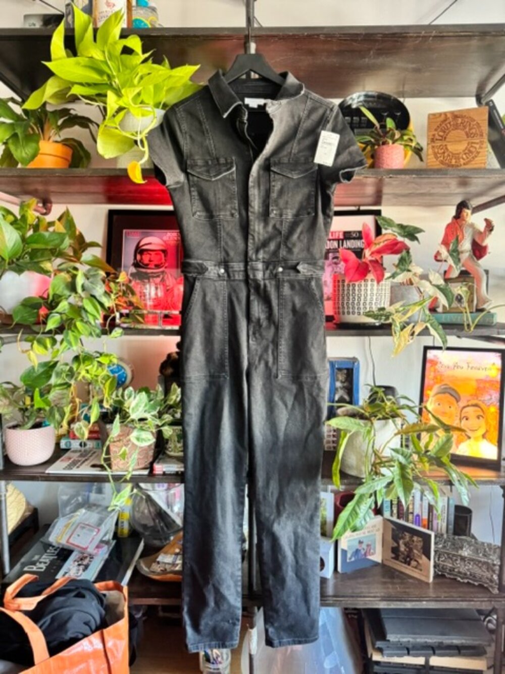 NWT Good American Fit For Success Bootcut Denim Jumpsuit Black Medium